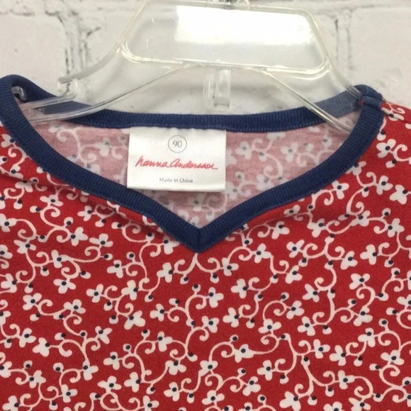 Hanna Andersson Long Sleeve Floral Top with blue Trim size 24M/2T - Picture 3 of 4